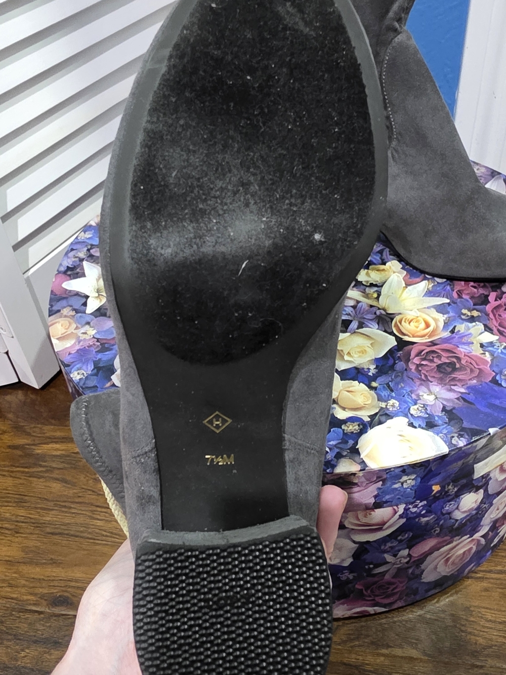 Halogen Charcoal Gray Suede Block Heel Ankle Boots - Picture 4 of 9
